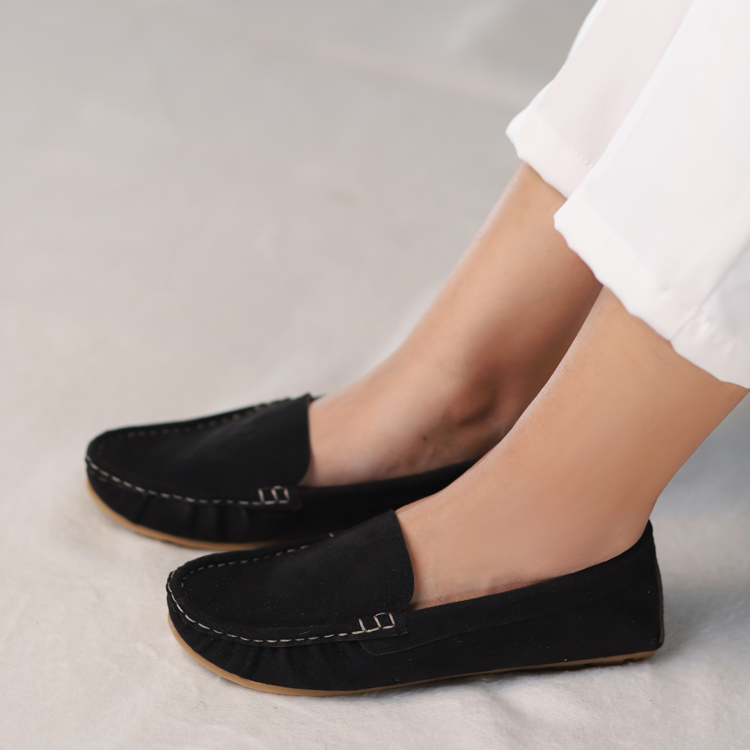 Onyx Suede Moccasins