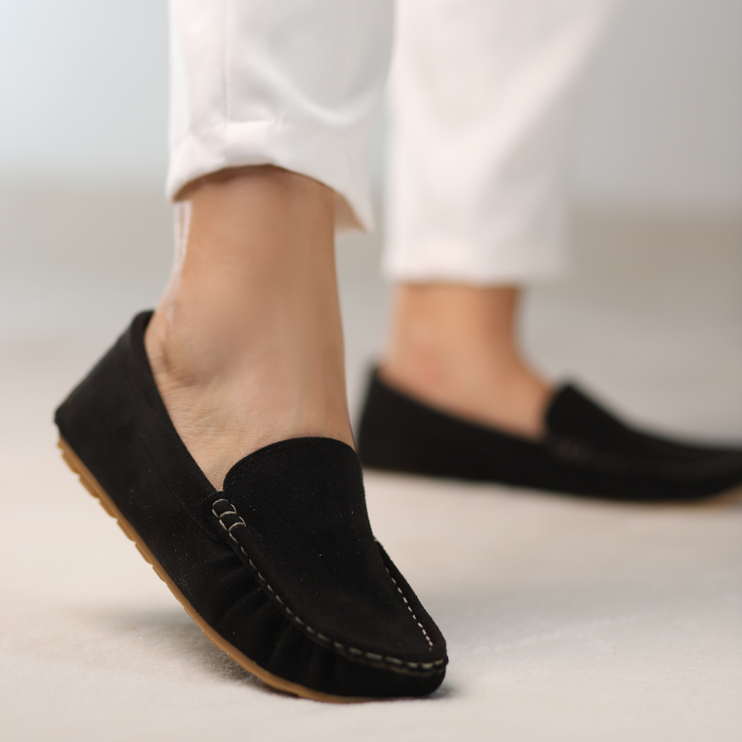 Onyx Suede Moccasins