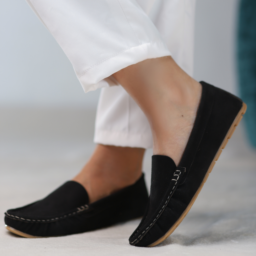 Onyx Suede Moccasins