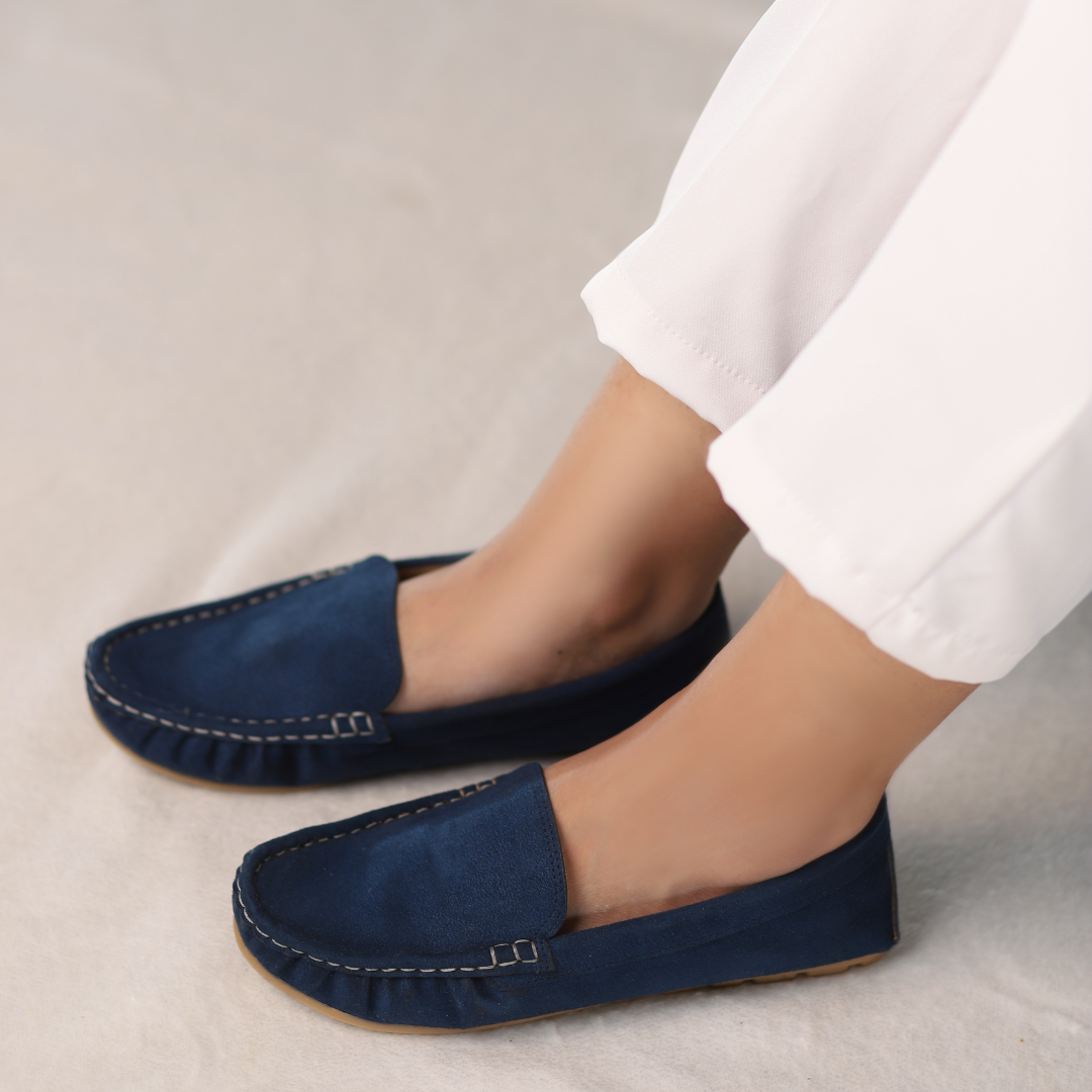 Navy Horizon Suede Moccasins