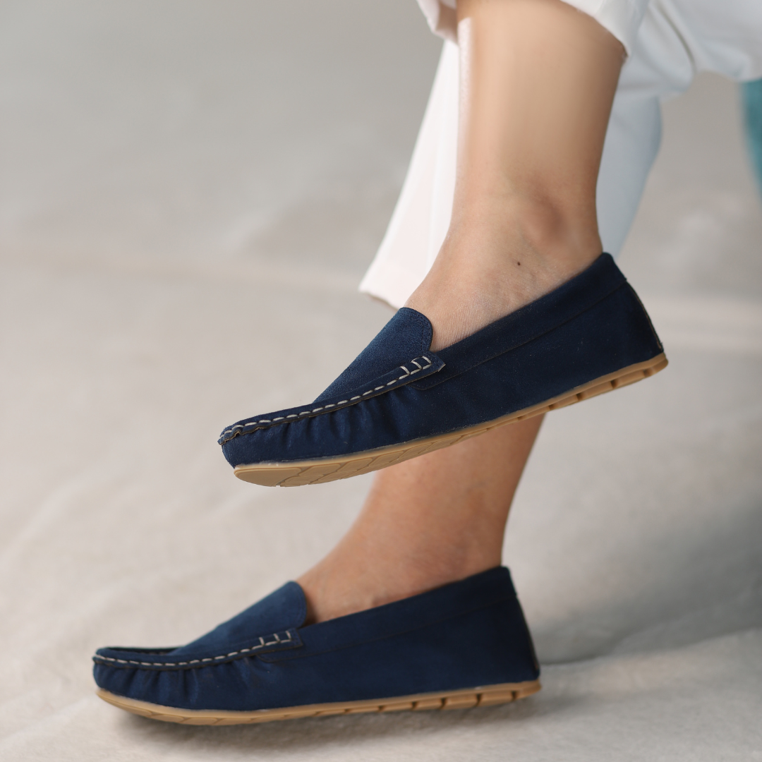 Navy Horizon Suede Moccasins