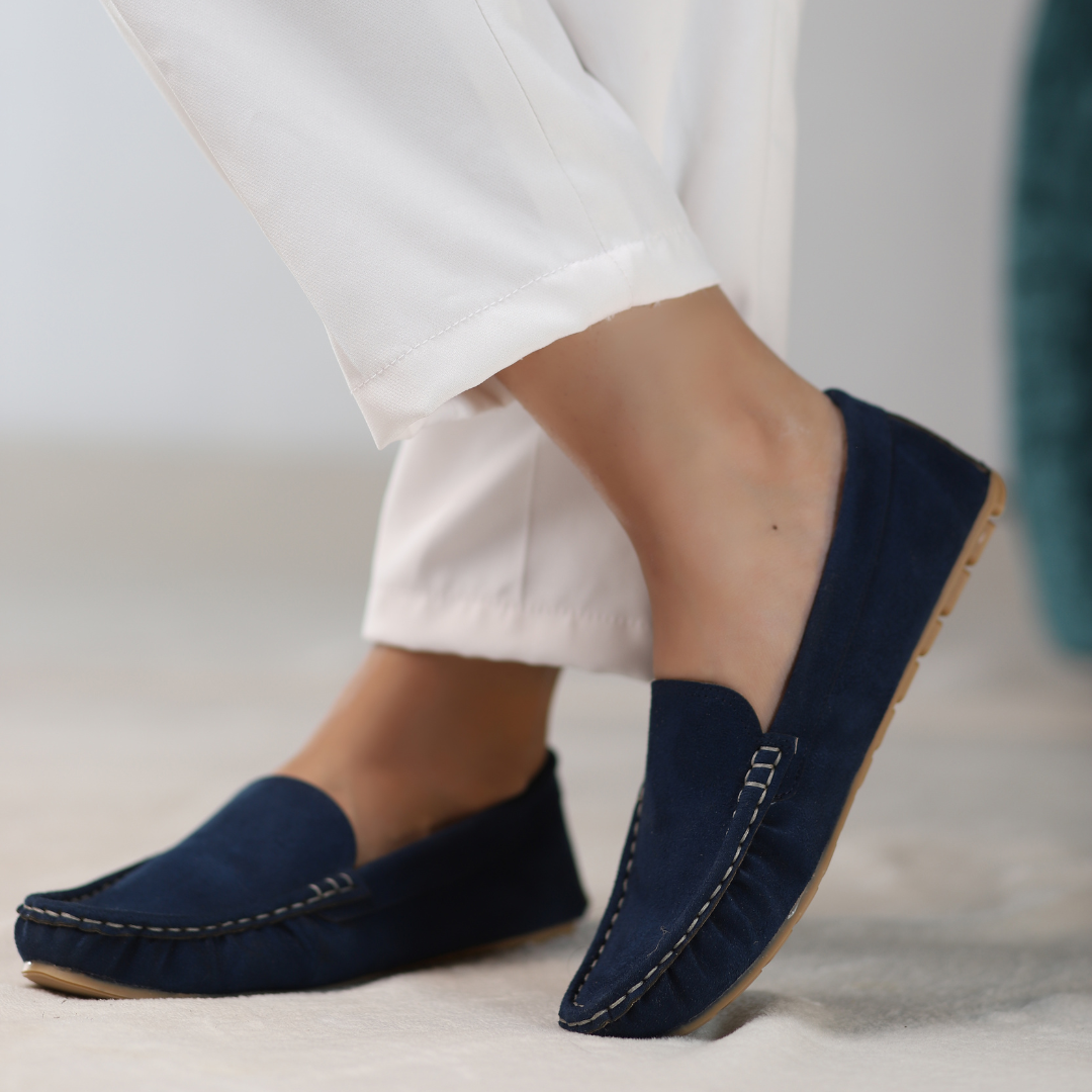 Navy Horizon Suede Moccasins