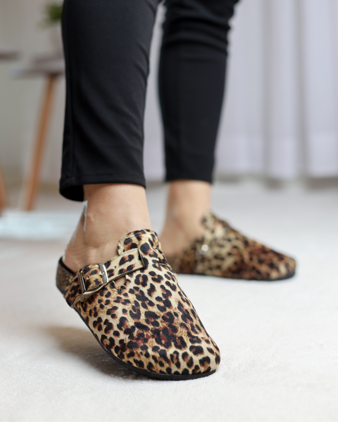 Leopard Prowl Buckle Mules