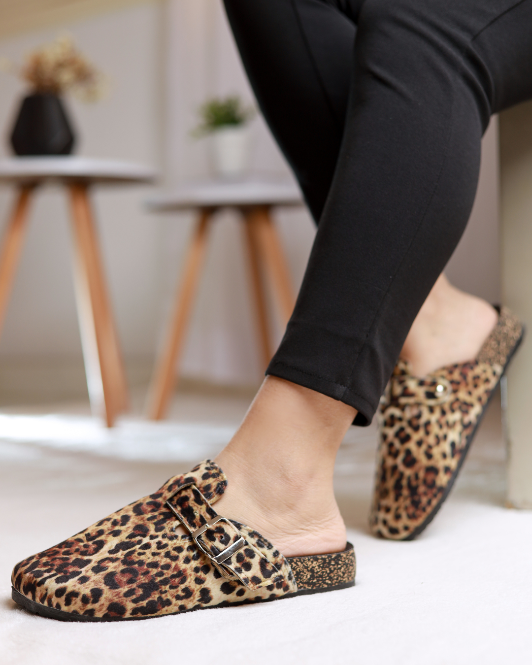 Leopard Prowl Buckle Mules