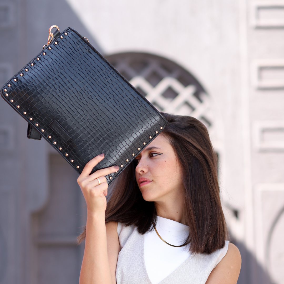 Midnight Croco Luxe Clutch