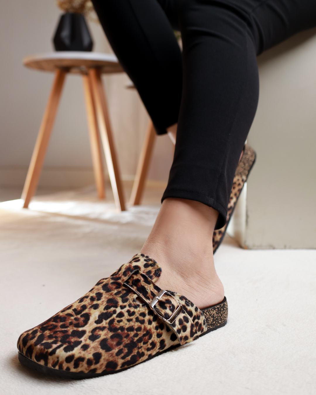 Leopard Prowl Buckle Mules