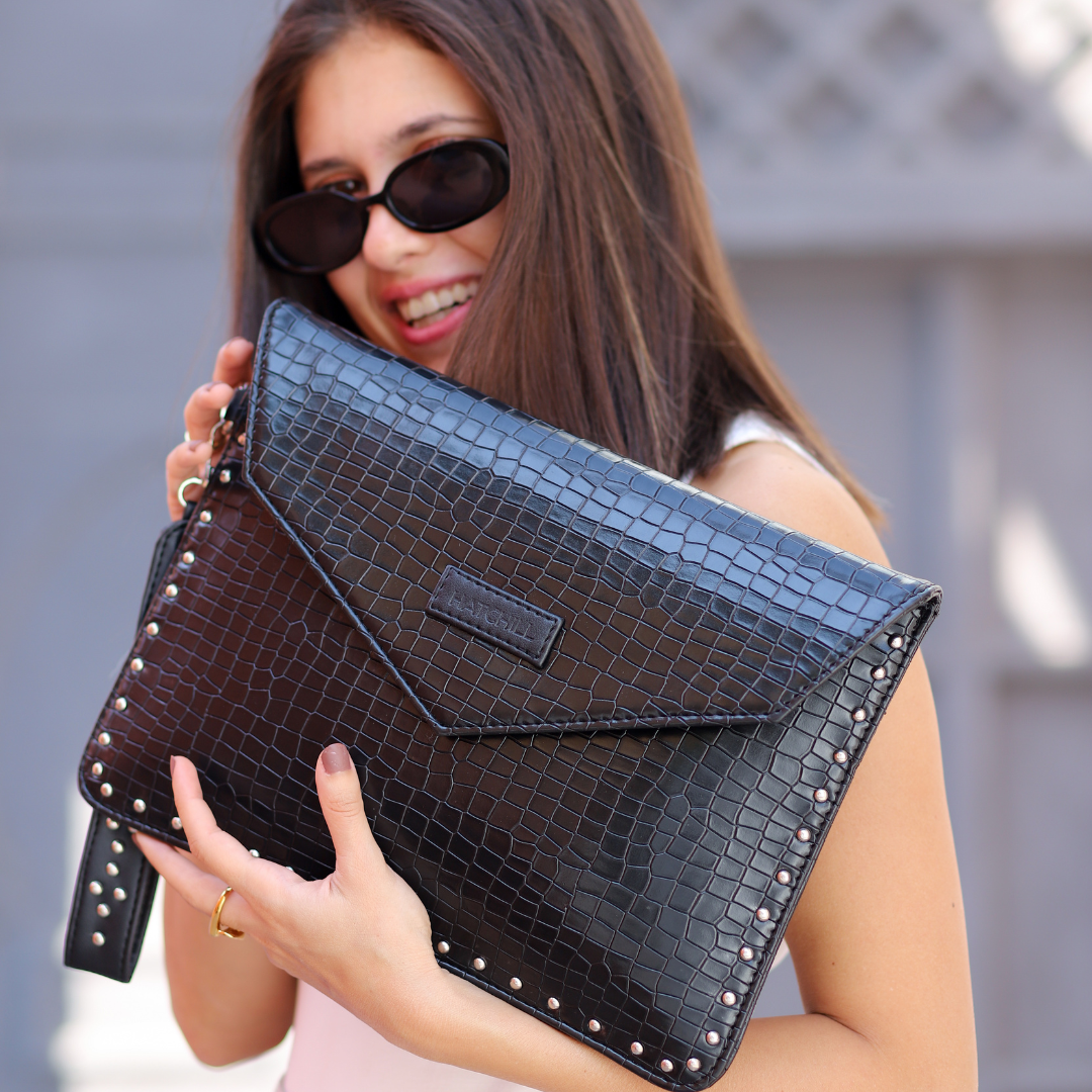 Black Opulence Studded Clutch