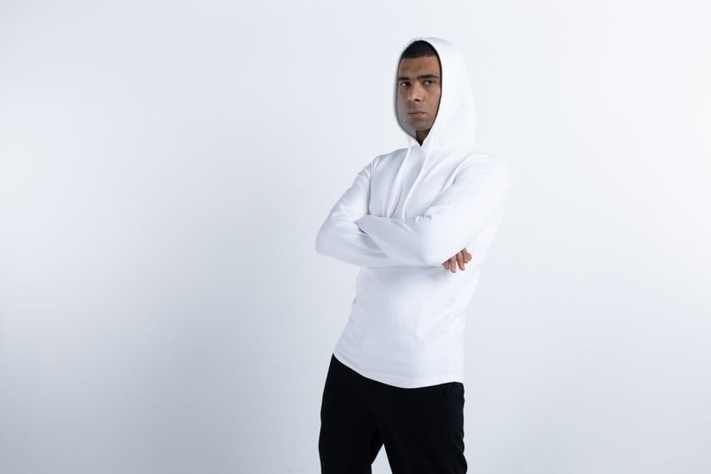 Curve-hem White Light Hoodie - Hatchill