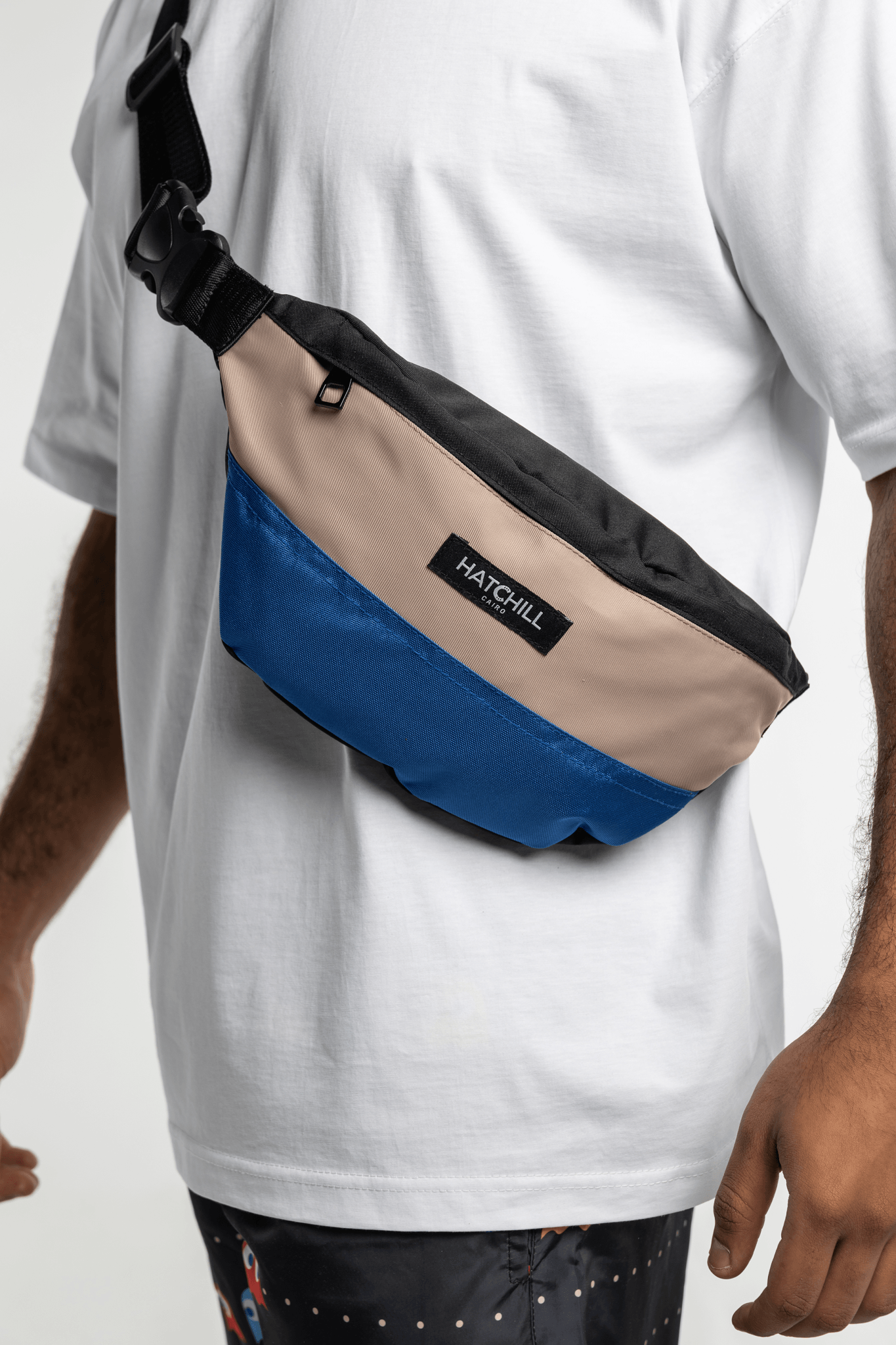 The Evo Waist bag - Beige x Dark Blue - Hatchill